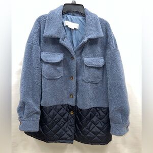 Treasure & Bond Jacket Woman's Large Blue Gorpcore Quilted Mixed Media